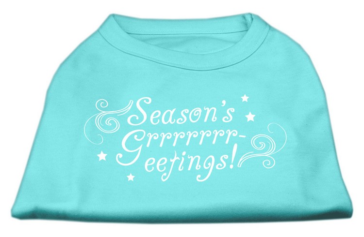 Seasons Greetings Screen Print Shirt Aqua XS